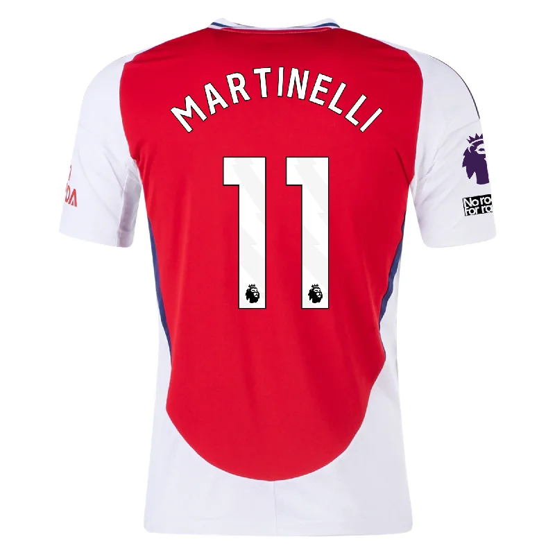 Men's Custom - Printed Baseball Jerseys with Player Names and Numbers for Personalized Styleadidas Arsenal Gabriel Martinelli Home Jersey w/ EPL + No Room For Racism Patches 24/25 (Better Scarlet/White)
