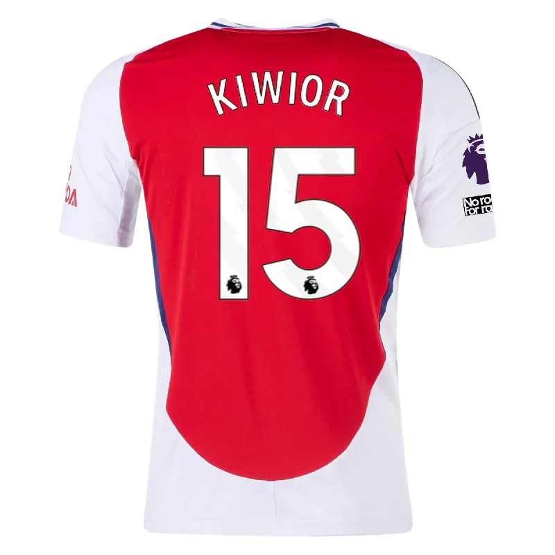 Men's Authentic Soccer Jerseys of National Teams for International Football Eventsadidas Arsenal Jakub Kiwior Home Jersey w/ EPL + No Room For Racism Patches 24/25 (Better Scarlet/White)