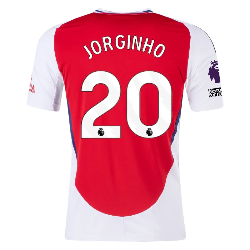 Men's Authentic Soccer Jerseys of National Teams for International Football Eventsadidas Arsenal Jorginho Home Jersey w/ EPL + No Room For Racism Patches 24/25 (Better Scarlet/White)