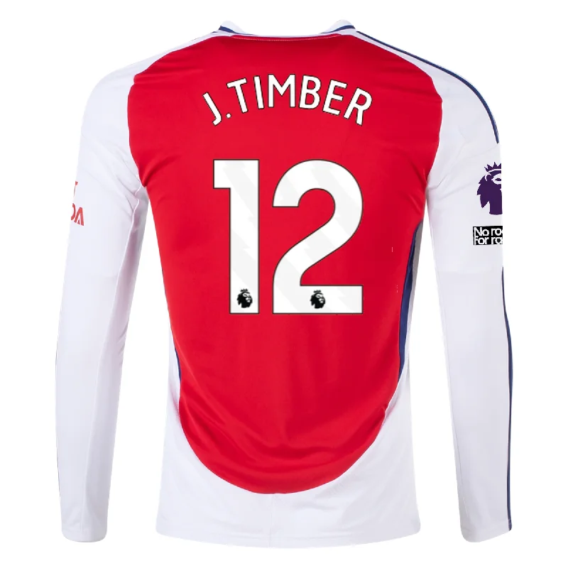 Men's Breathable Polyester Running Jerseys in Bright Neon Colors for High - Visibility Workoutsadidas Arsenal Jurrien Timber Home Long Sleeve Jersey w/ EPL + No Room For Racism Patches 24/25 (Better Scarlet/White)
