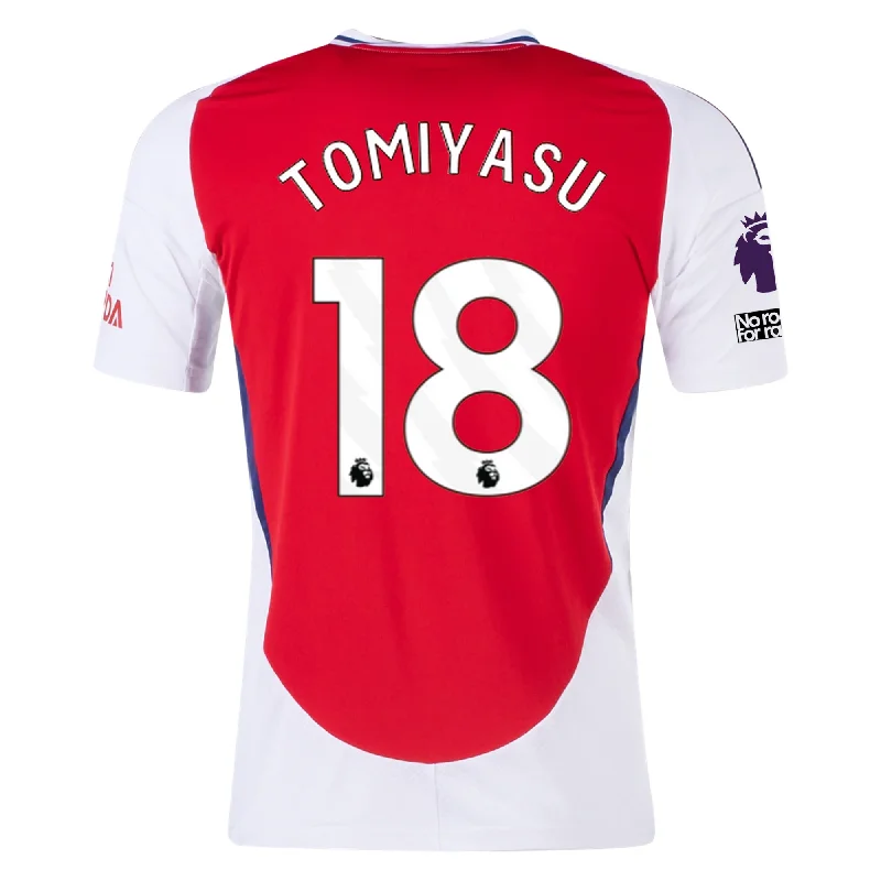 Men's Custom - Printed Baseball Jerseys with Player Names and Numbers for Personalized Styleadidas Arsenal Takehiro Tomiyasu Home Jersey w/ EPL + No Room For Racism Patches 24/25 (Better Scarlet/White)