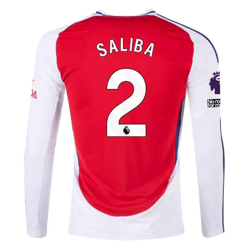 Men's Cycling Jerseys with Reflective Stripes for Safe and Stylish Rides at Nightadidas Arsenal William Saliba Home Long Sleeve Jersey w/ EPL + No Room For Racism Patches 24/25 (Better Scarlet/White)