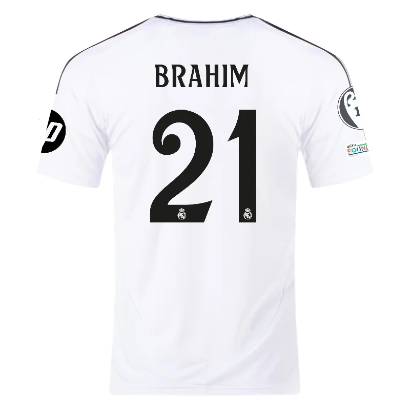Men's NBA Authentic Team Jerseys in Official Team Colors for True Basketball Fansadidas Real Madrid Brahim Diaz Home Jersey 24/25 w/ Champions League Patches (White/Black)