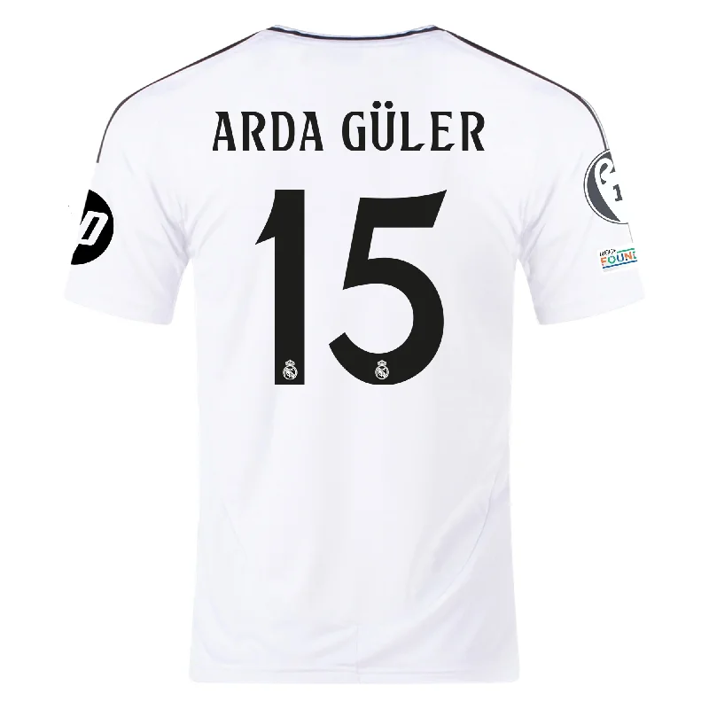 Men's Breathable Polyester Running Jerseys in Bright Neon Colors for High - Visibility Workoutsadidas Real Madrid Arda Guler Home Jersey 24/25 w/ Champions League Patches (White/Black)