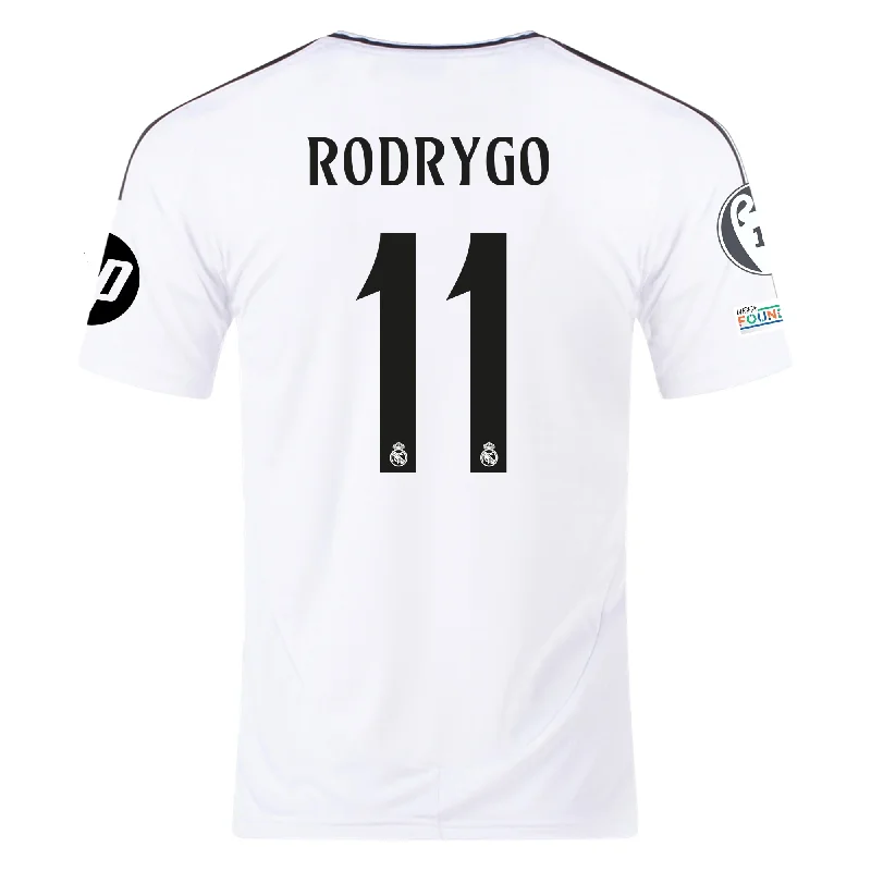 Men's Custom - Printed Baseball Jerseys with Player Names and Numbers for Personalized Styleadidas Real Madrid Rodrygo Home Jersey 24/25 w/ Champions League Patches (White/Black) (Copy)