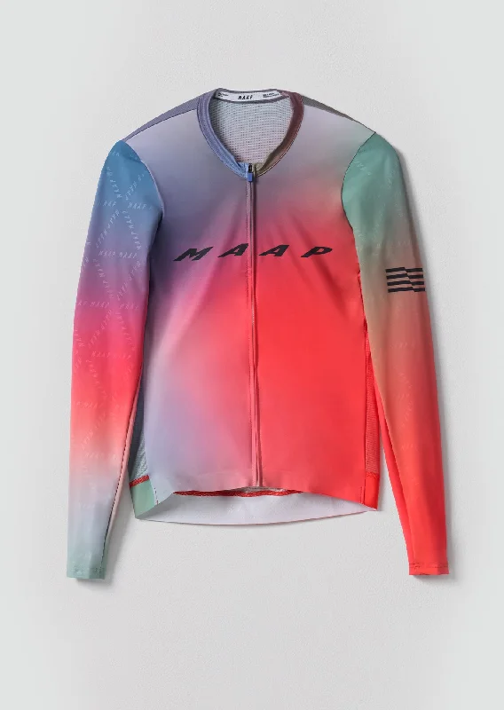Men's Breathable Polyester Running Jerseys in Bright Neon Colors for High - Visibility WorkoutsBlurred Out Pro Hex LS Jersey 2.0