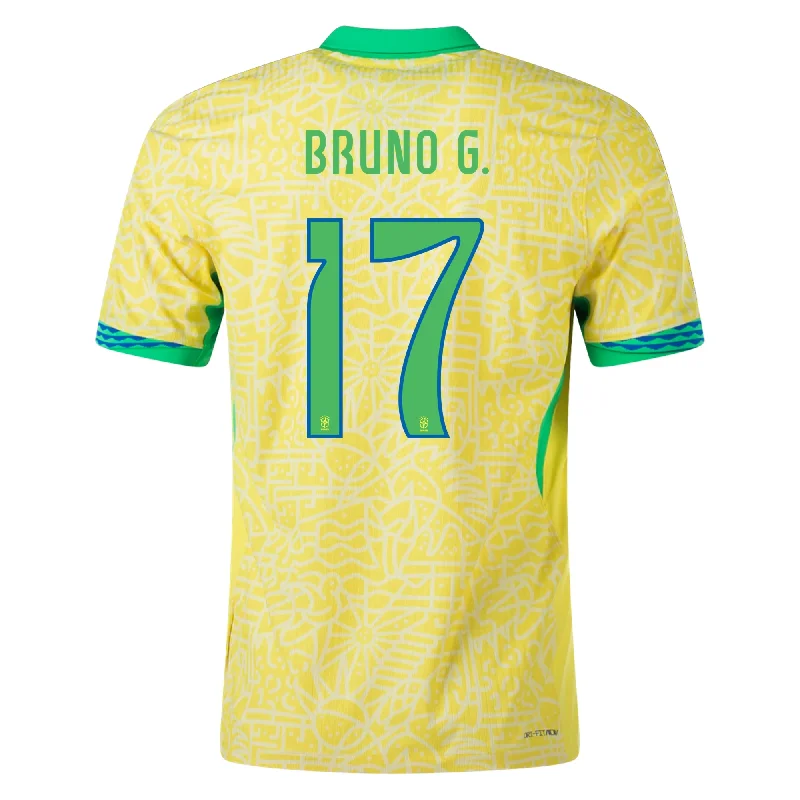 Men's Sustainable Organic Cotton Rugby Jerseys for Eco - Conscious Sports EnthusiastsNike Mens Brazil Bruno Guimarães Home Jersey 24/25 (Dynamic Yellow/Lemon Chiffon/Green Spark)