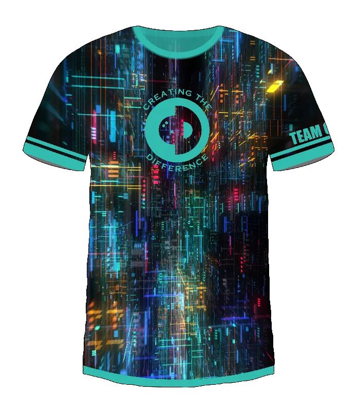 Men's Custom - Embroidered Volleyball Jerseys for Team Uniforms or Personalized GearDigital Map Teal Jersey