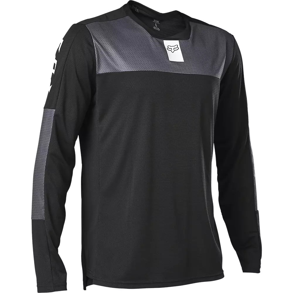 Men's Cycling Jerseys with Reflective Stripes for Safe and Stylish Rides at NightFox Racing Defend Foxhead Long Sleeve MTB Jersey - Black