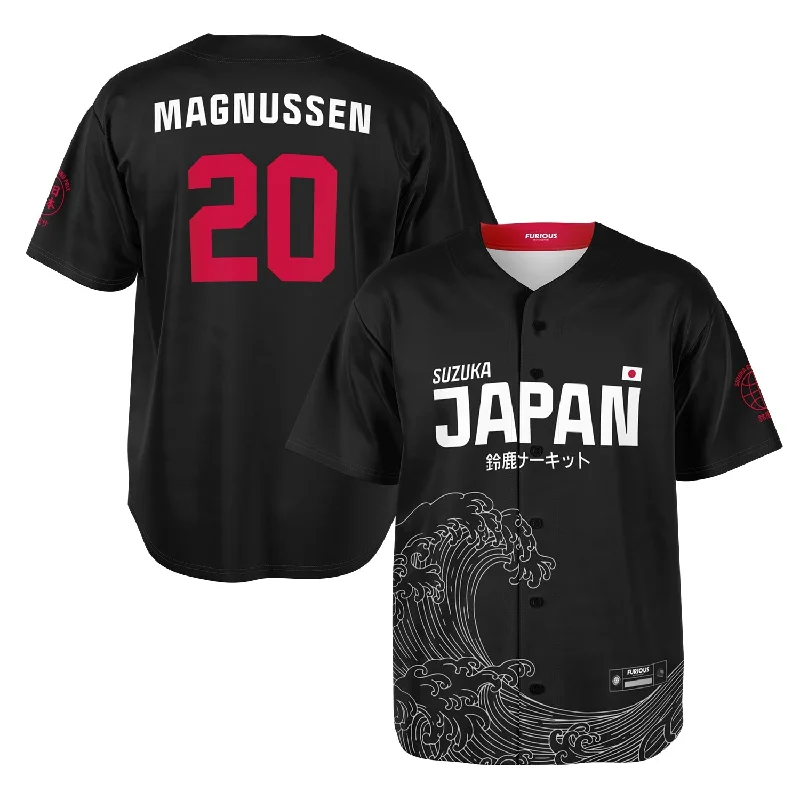 Men's Throwback Rugby Jerseys of Historic Matches and Teams for Rugby History BuffsMagnussen - Carbon Black Suzuka "Great Wave" Jersey