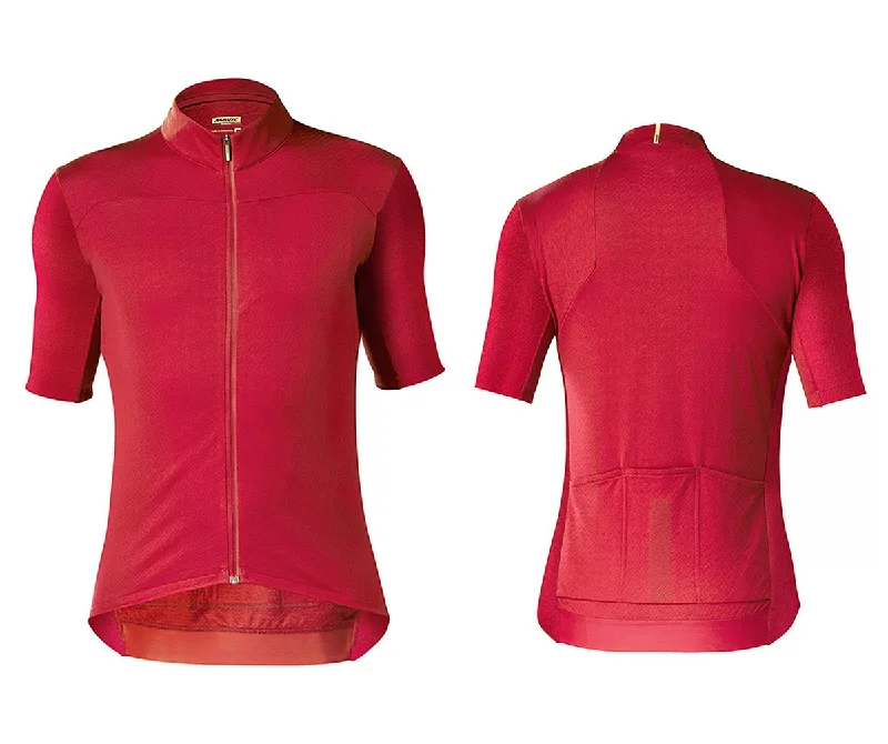 Men's Cycling Jerseys with Reflective Stripes for Safe and Stylish Rides at NightMavic Essential Merino Short Sleeve Road Jersey - Red