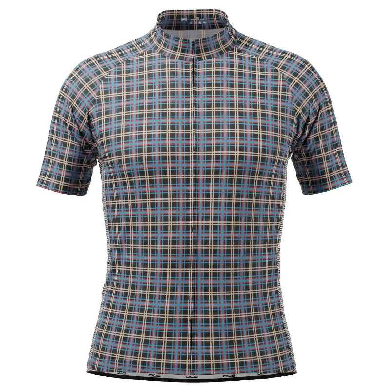 Men's Vintage American Football Jerseys of Legendary Teams for Collectors and FansMen's Blue Plaid Checkered Short Sleeve Cycling Jersey