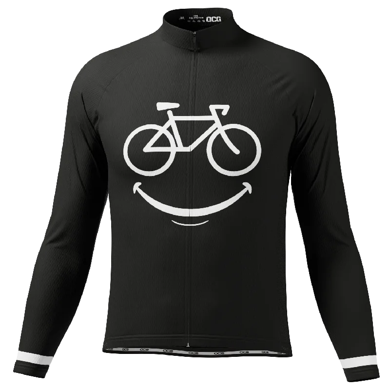 Men's Moisture - Wicking Golf Jerseys with UV Protection for Comfortable Rounds on the CourseMen's Smiling Bike Long Sleeve Cycling Jersey