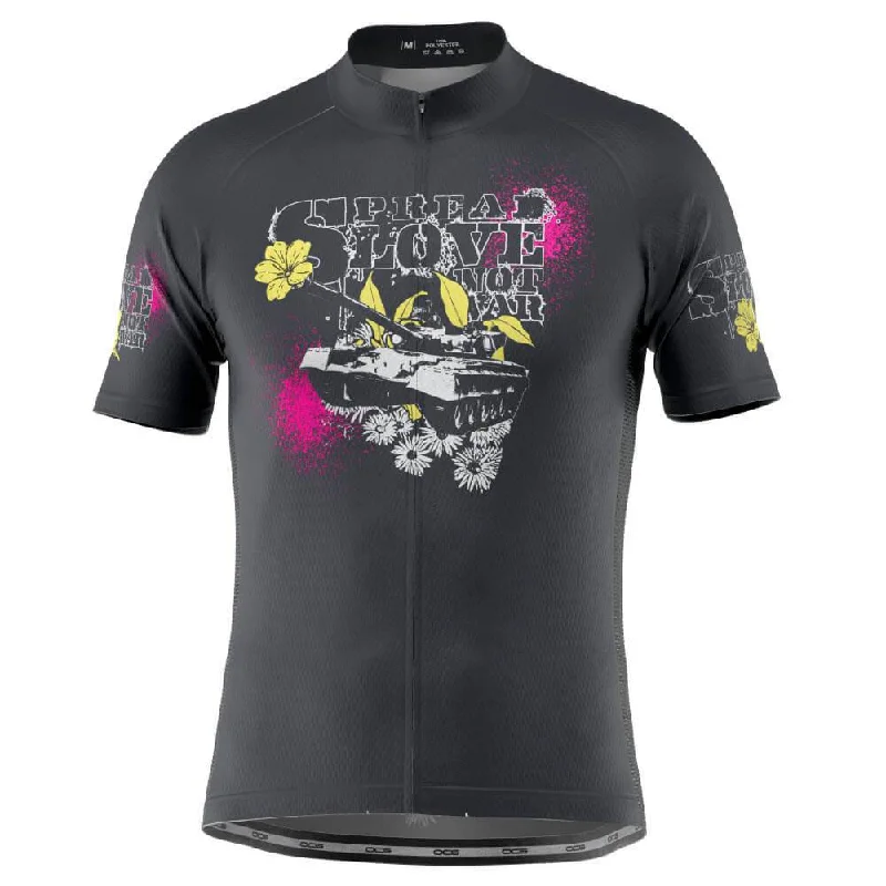 Men's Cycling Jerseys with Reflective Stripes for Safe and Stylish Rides at NightMen's Spread Love Not War Short Sleeve Cycling Jersey