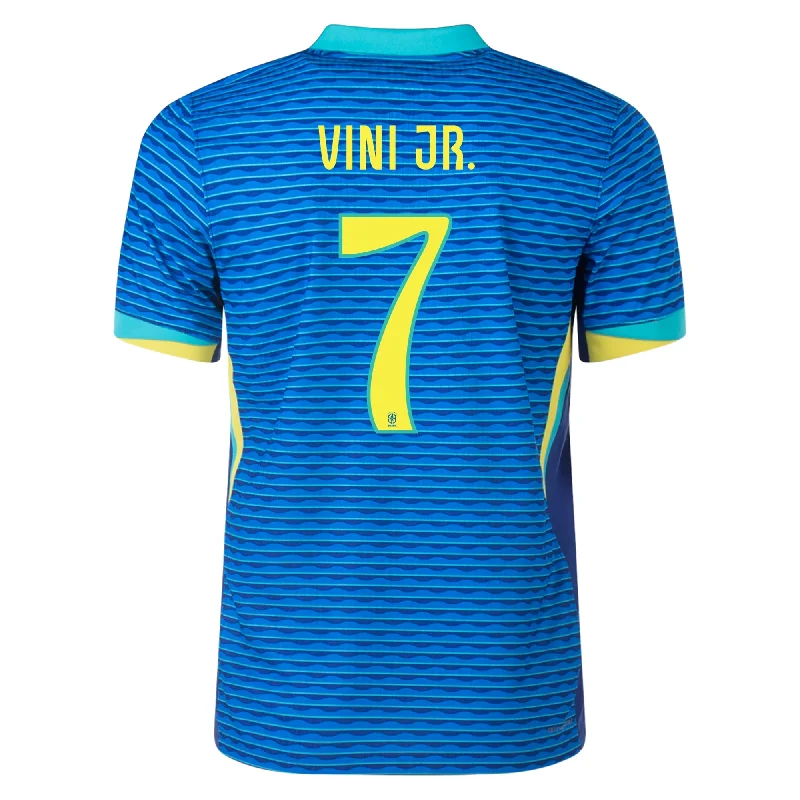 Men's Retro Hockey Jerseys with Classic Stripes and Logos for a Nostalgic Hockey AestheticNike Brazil Authentic Vini Jr. Away Jersey 24/25 Soar/Dynamic Yellow)