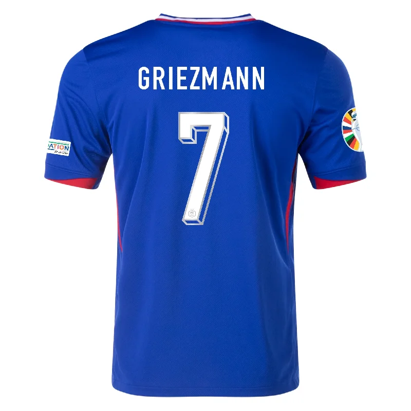 Men's Retro Soccer Jerseys of Famous Clubs from the 90s for Nostalgic Football EnthusiastsNike France Antoine Griezmann Home Jersey w/ Euro 2024 Patches 24/25 (Bright Blue/University Red)
