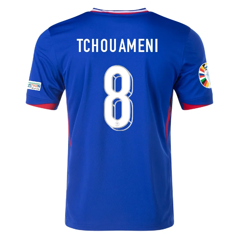 Men's Custom - Printed Baseball Jerseys with Player Names and Numbers for Personalized StyleNike France Aurélien Tchouaméni Home Jersey w/ Euro 2024 Patches 24/25 (Bright Blue/University Red)