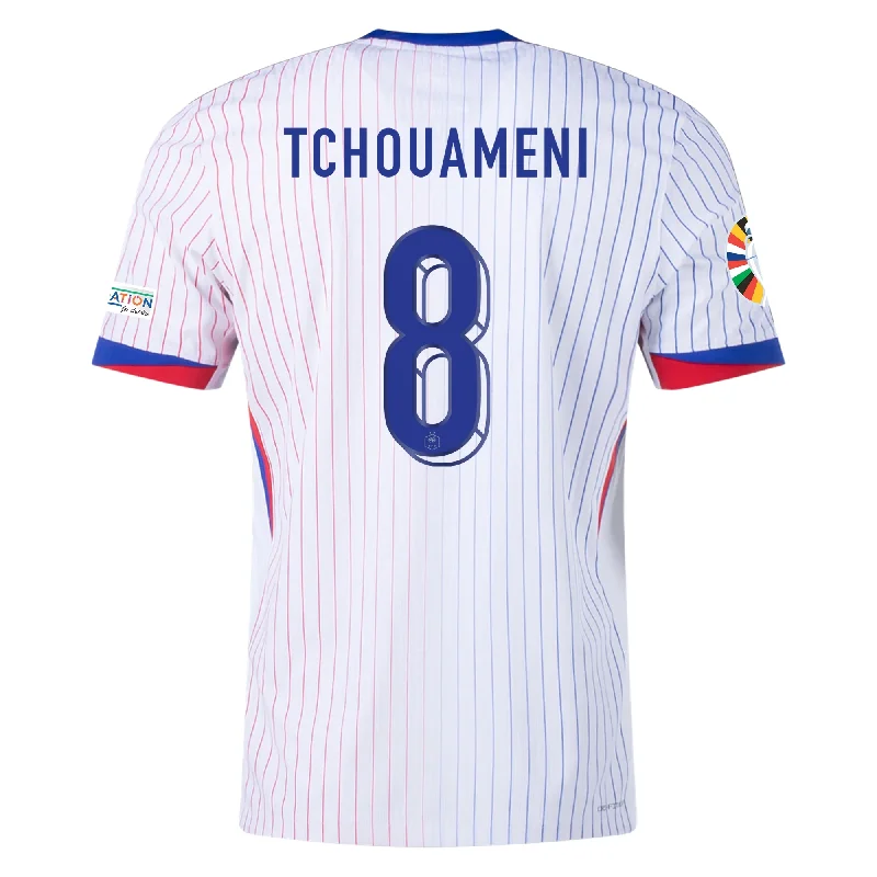 Men's Limited - Release American Football Jerseys of Rookie Stars for Early Adopters and FansNike France Authentic Aurélien Tchouaméni Away Jersey w/ Euro 2024 Patches 24/25 (White/Bright Blue)