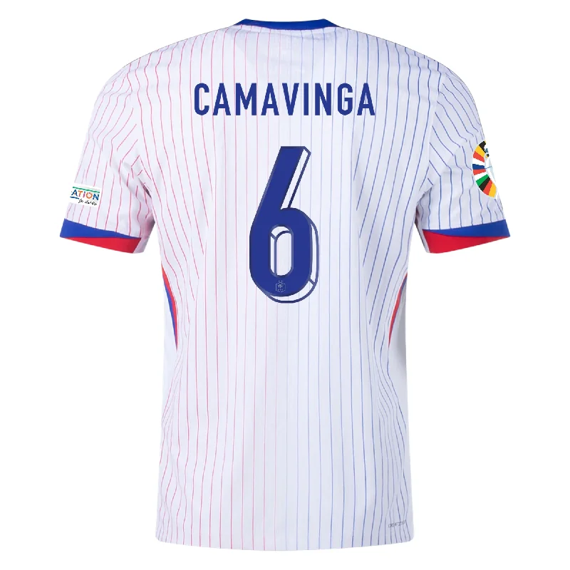Men's Replica Hockey Jerseys of Star Players for Devoted Ice Hockey SupportersNike France Authentic Eduardo Camavinga Away Jersey w/ Euro 2024 Patches 24/25 (White/Bright Blue)