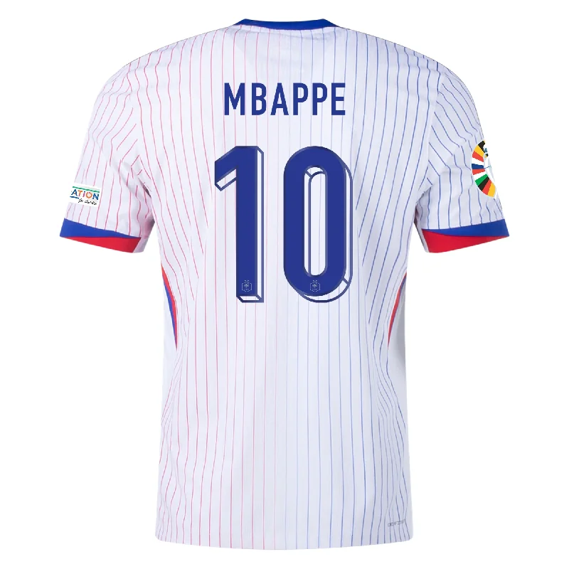 Men's Moisture - Wicking Lacrosse Jerseys with Mesh Panels for Optimal Performance on the FieldNike France Authentic Kylian Mbappe Away Jersey w/ Euro 2024 Patches 24/25 (White/Bright Blue)