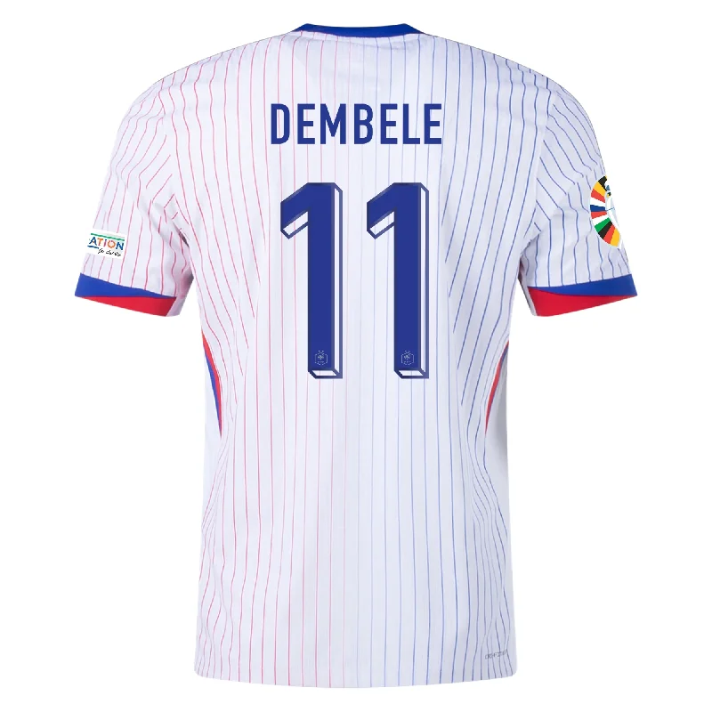 Men's Limited - Edition Cricket Jerseys Commemorating Historic Matches for Die - Hard Cricket LoversNike France Authentic Ousmane Dembele Away Jersey w/ Euro 2024 Patches 24/25 (White/Bright Blue)