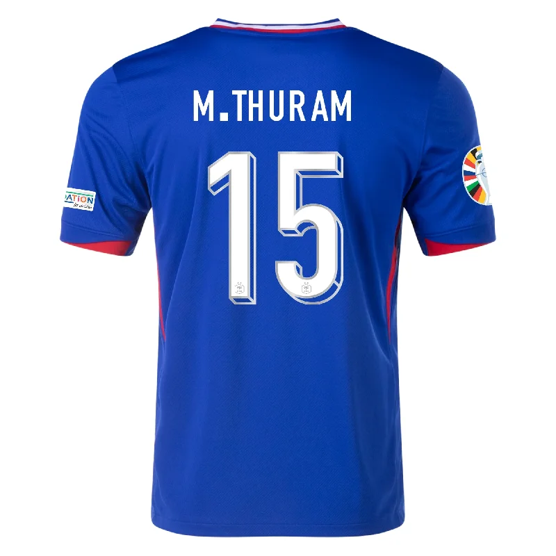 Men's Moisture - Wicking Golf Jerseys with UV Protection for Comfortable Rounds on the CourseNike France Marcus Thuram Home Jersey w/ Euro 2024 Patches 24/25 (Bright Blue/University Red)