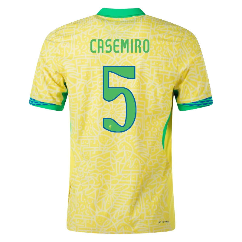 Men's Moisture - Wicking Golf Jerseys with UV Protection for Comfortable Rounds on the CourseNike Mens Brazil Casemiro Home Jersey 24/25 (Dynamic Yellow/Lemon Chiffon/Green Spark)