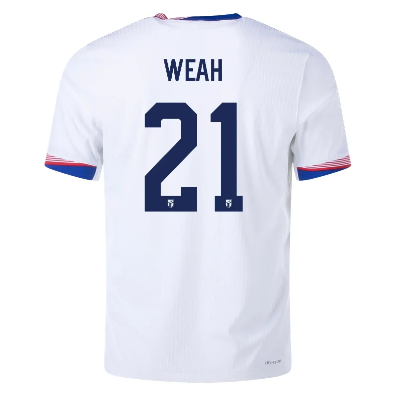 Men's Football Jerseys with Embroidered Club Badges for a Premium and Authentic AppealNike Mens United States Authentic Timothy Weah Match Home Jersey 24/25 (White/Obsidian)