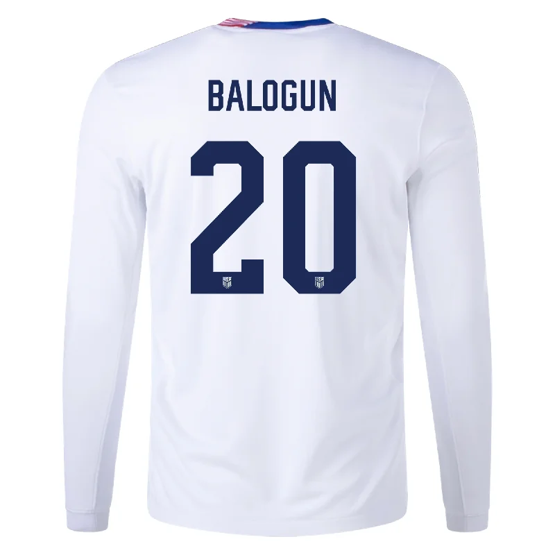 Men's Moisture - Wicking Golf Jerseys with UV Protection for Comfortable Rounds on the CourseNike United States Folarin Balogun Long Sleeve Home Jersey 24/25 (White)