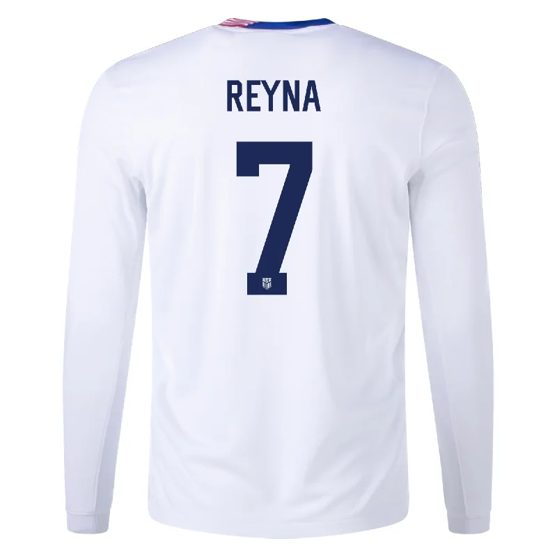 Men's Throwback Rugby Jerseys of Historic Matches and Teams for Rugby History BuffsNike United States Gio Reyna Long Sleeve Home Jersey 24/25 (White)