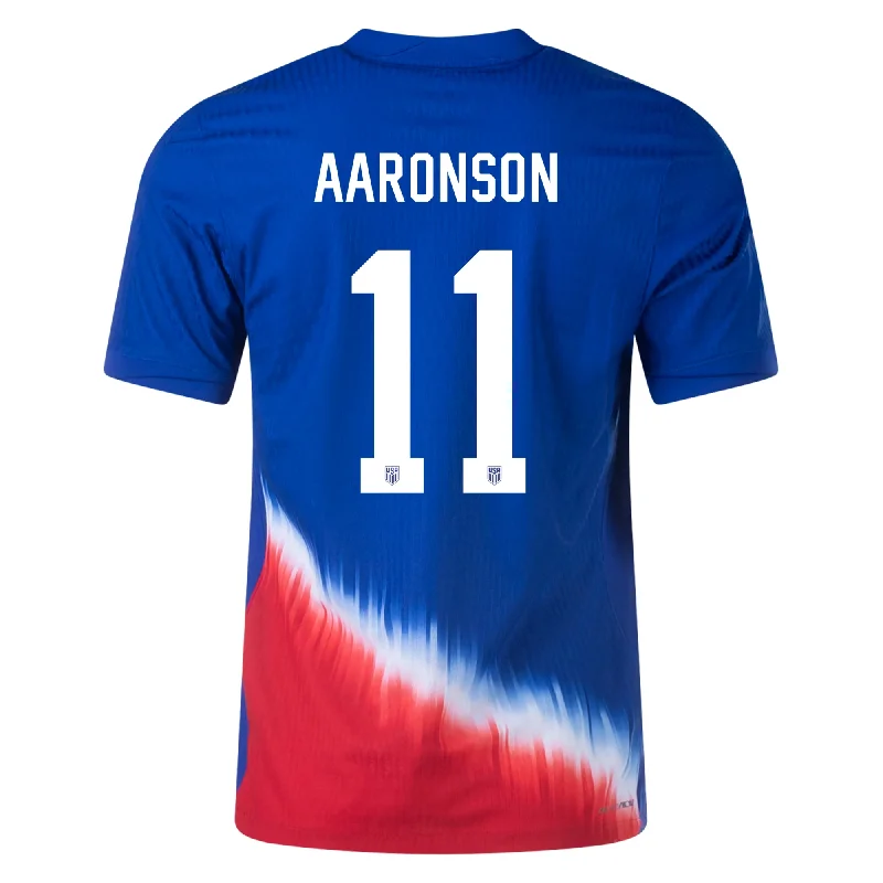 Men's Breathable Polyester Running Jerseys in Bright Neon Colors for High - Visibility WorkoutsNike United States Match Authentic Brenden Aaronson Away Jersey 24/25 (Old Royal/Sport Red/White)