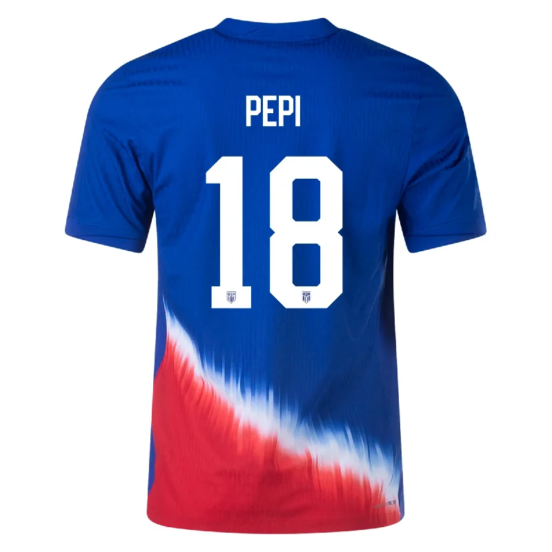 Men's Cycling Jerseys with Reflective Stripes for Safe and Stylish Rides at NightNike United States Match Authentic Ricardo Pepi Away Jersey 24/25 (Old Royal/Sport Red/White)