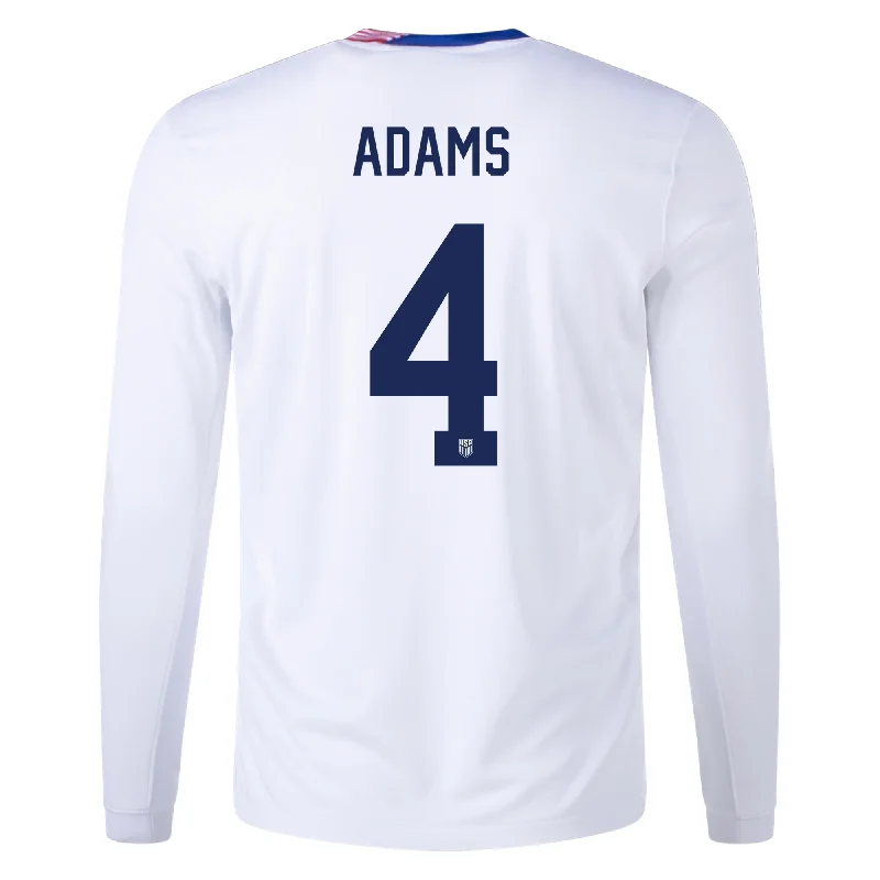 Men's Custom - Printed Baseball Jerseys with Player Names and Numbers for Personalized StyleNike United States Tyler Adams Long Sleeve Home Jersey 24/25 (White)