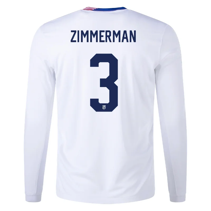 Men's Limited - Edition Cricket Jerseys Commemorating Historic Matches for Die - Hard Cricket LoversNike United States Walker Zimmerman Long Sleeve Home Jersey 24/25 (White)