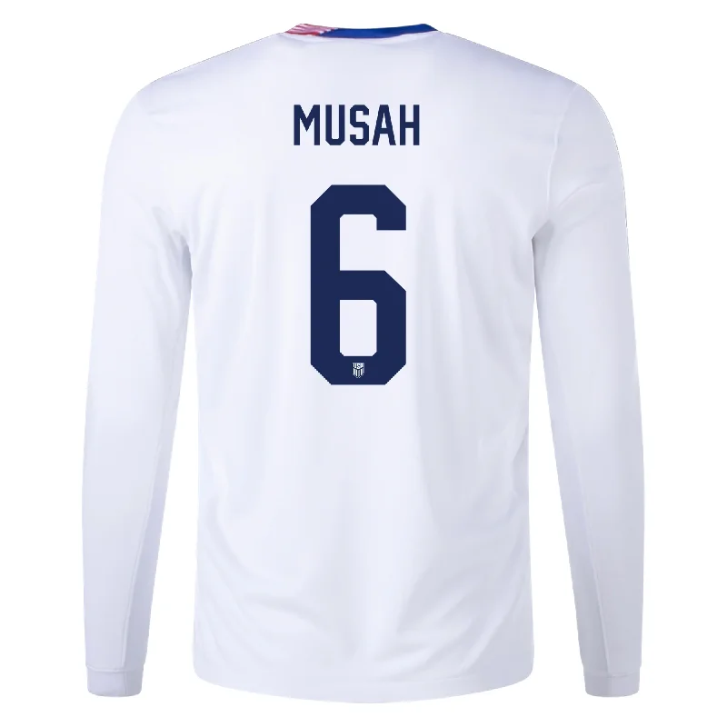 Men's Moisture - Wicking Lacrosse Jerseys with Mesh Panels for Optimal Performance on the FieldNike United States Yunus Musah Long Sleeve Home Jersey 24/25 (White)