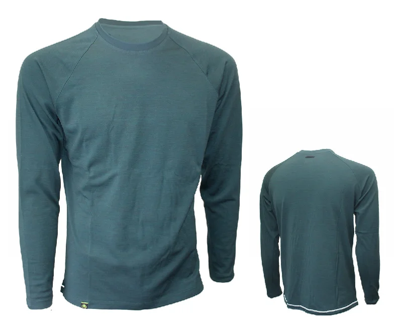 Men's Cycling Jerseys with Reflective Stripes for Safe and Stylish Rides at NightPearl Izumi Boulevard Merino Long Sleeve Jersey - Pine