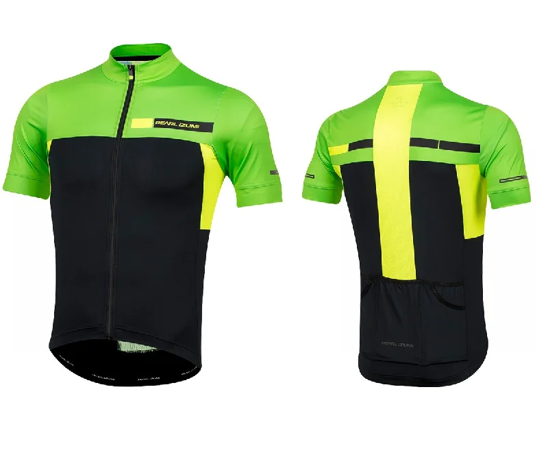 Men's Moisture - Wicking Lacrosse Jerseys with Mesh Panels for Optimal Performance on the FieldPearl Izumi PRO Escape Short Sleeve Road Jersey - Black-Screaming Green Coast