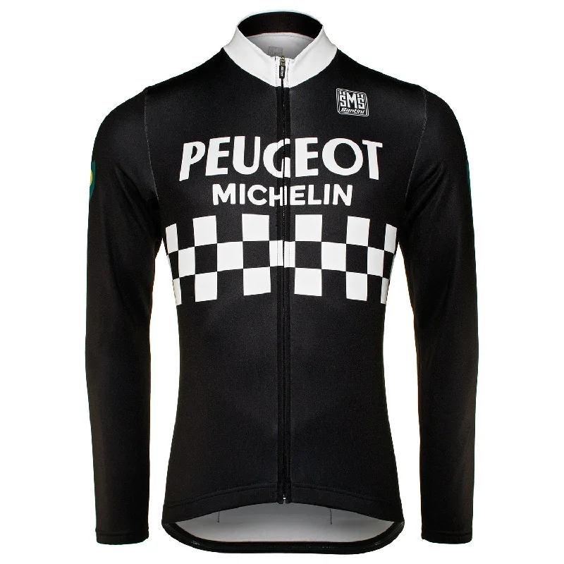 Men's Moisture - Wicking Golf Jerseys with UV Protection for Comfortable Rounds on the CoursePeugeot BP Retro Black Long Sleeve Jersey