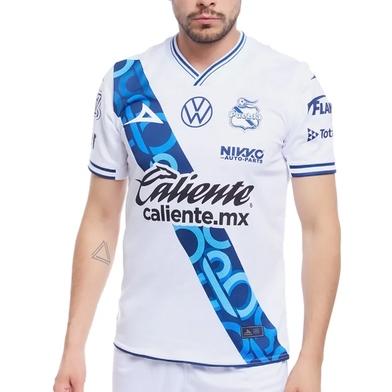 Men's Cycling Jerseys with Reflective Stripes for Safe and Stylish Rides at NightPirma Puebla Home Jersey 24/25 (White/Navy)