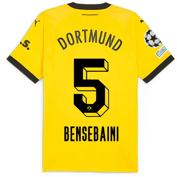 Men's Authentic Soccer Jerseys of National Teams for International Football EventsPuma Borussia Dortmund Authentic Bensebaini Home Jersey w/ Champions League Patches 23/24 (Cyber Yellow/Puma Black)