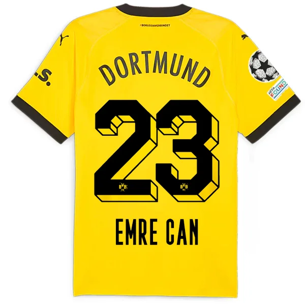 Men's Retro Soccer Jerseys of Famous Clubs from the 90s for Nostalgic Football EnthusiastsPuma Borussia Dortmund Authentic Emre Can Home Jersey w/ Champions League Patches 23/24 (Cyber Yellow/Puma Black)