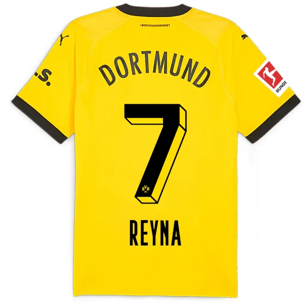 Men's Football Jerseys with Embroidered Club Badges for a Premium and Authentic AppealPuma Borussia Dortmund Authentic Gio Reyna Home Jersey w/ Bundesliga Patch 23/24 (Cyber Yellow/Puma Black)