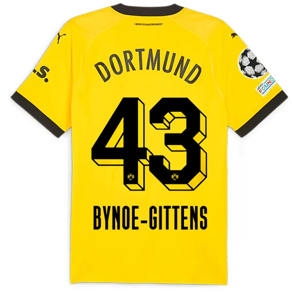 Men's Limited - Release American Football Jerseys of Rookie Stars for Early Adopters and FansPuma Borussia Dortmund Authentic Bynoe-Gitten Home Jersey w/ Champions League Patches 23/24 (Cyber Yellow/Puma Black)