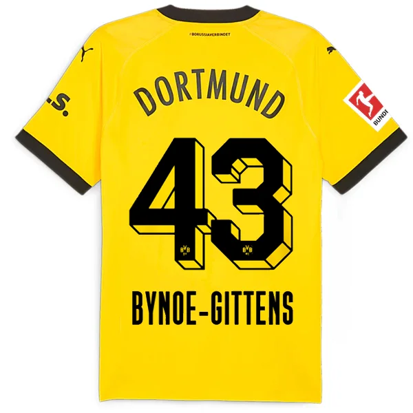 Men's Breathable Polyester Running Jerseys in Bright Neon Colors for High - Visibility WorkoutsPuma Borussia Dortmund Authentic Bynoe-Gittens Home Jersey w/ Bundesliga Patch 23/24 (Cyber Yellow/Puma Black)