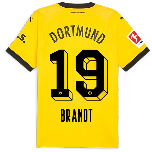 Men's Replica Hockey Jerseys of Star Players for Devoted Ice Hockey SupportersPuma Borussia Dortmund Authentic Julian Brandt Home Jersey w/ Bundesliga Patch 23/24 (Cyber Yellow/Puma Black)