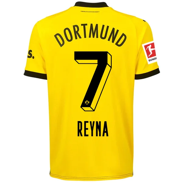 Men's Custom - Embroidered Volleyball Jerseys for Team Uniforms or Personalized GearPuma Borussia Dortmund Gio Reyna Home Jersey w/ Bundesliga Patch 23/24 (Cyber Yellow/Puma Black)