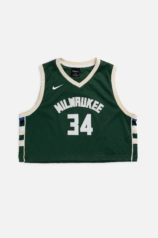 Men's Limited - Edition Cricket Jerseys Commemorating Historic Matches for Die - Hard Cricket LoversRework Milwaukee Bucks NBA Crop Jersey - L