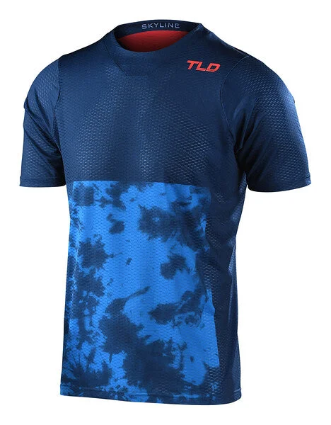 Men's Cycling Jerseys with Reflective Stripes for Safe and Stylish Rides at NightTroy Lee Designs Skyline Air Short Sleeve MTB Jersey - Breaks - Dark Slate Blue - 2022