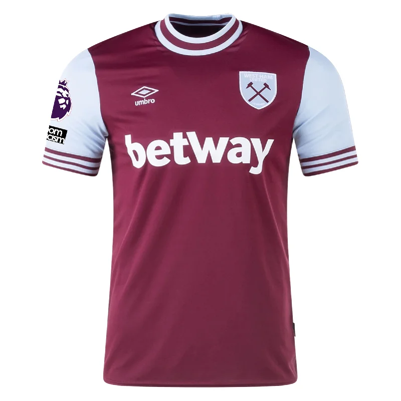 Men's Throwback Tennis Jerseys Inspired by Iconic Matches and PlayersUmbro West Ham Home Jersey w/ EPL + No Room For Racism Patches 24/25 (Maroon/Sky Blue)