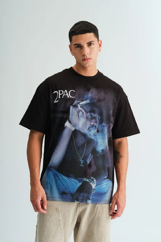 Men's mock - neck t - shirts with a modern and sleek style2pac Oversized T-shirt